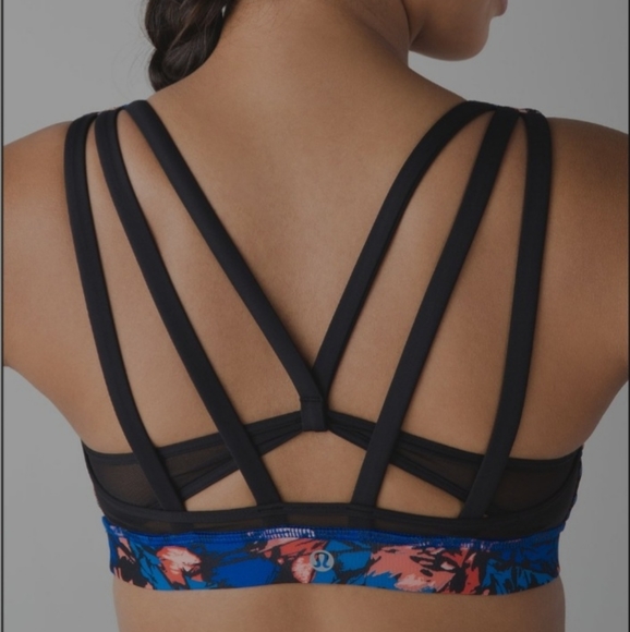 Lululemon Energy Bra *Exhale, Size 4, Mini Paint Storm Harbour Blue Multi - Picture 1 of 9